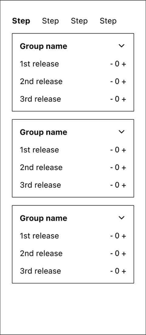 Step layout — tickets split across sequential steps