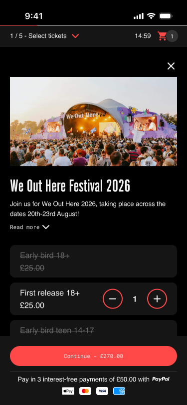 Ticket selection stepper iteration