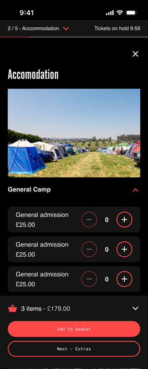 Accommodation step with images on groups