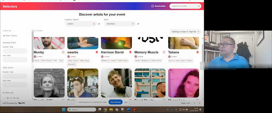 In-production testing session with a participant, name obscured