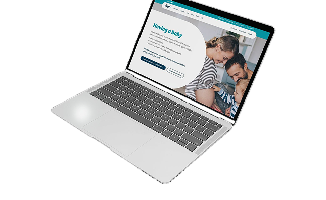 A Health Timeline concept for planning a birth, shown on a laptop