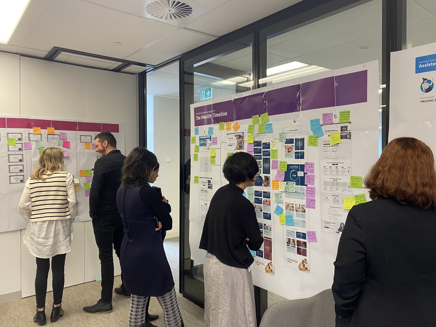 The team mapping features across the workshop wall
