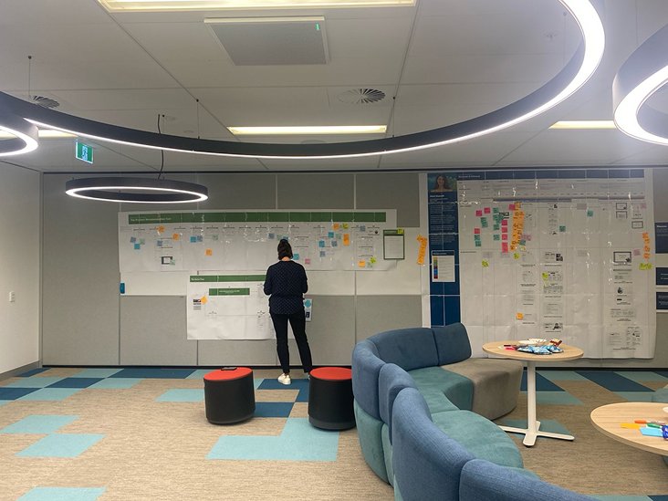 The workshop space set up with feature boards